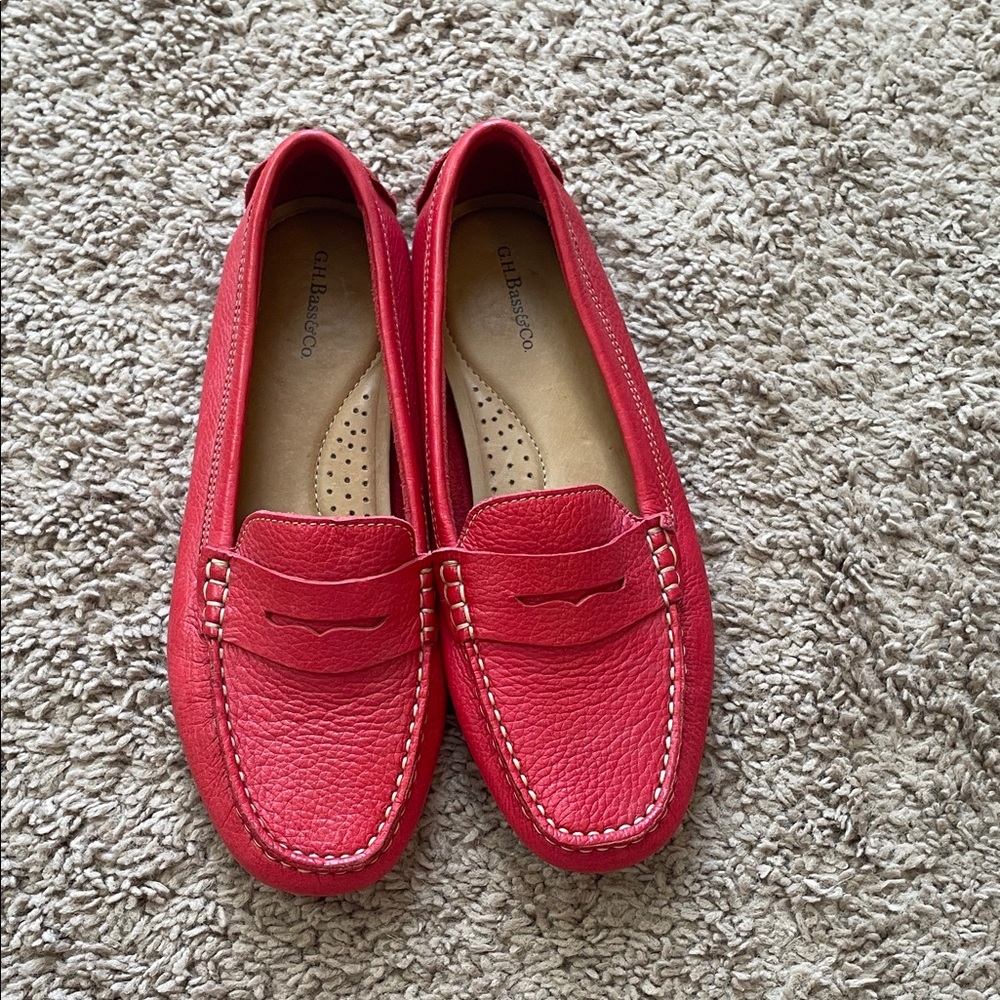 G.H. Bass & Co. Bright Red Leather Penny Loafers